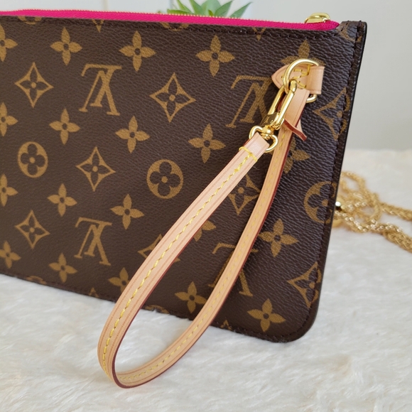💕 LOUIS VUITTON Neverfull Monogram "PEONY" Mm/Gm Clutch/ Wristlet/Crossbody - Picture 5 of 16